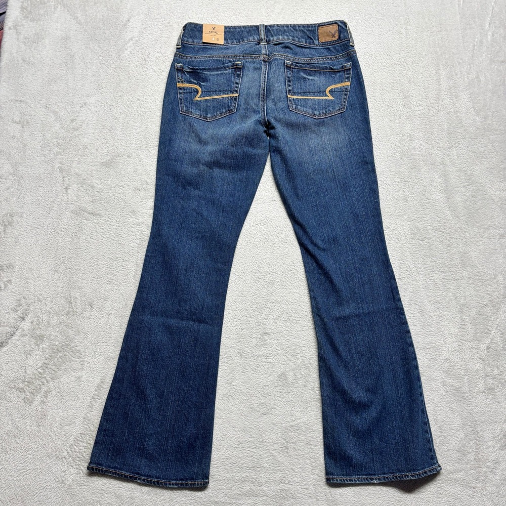NWT American Eagle Artist Flare Jeans Womens 4 Short Blue Denim Low Rise Stretch - Picture 2 of 8